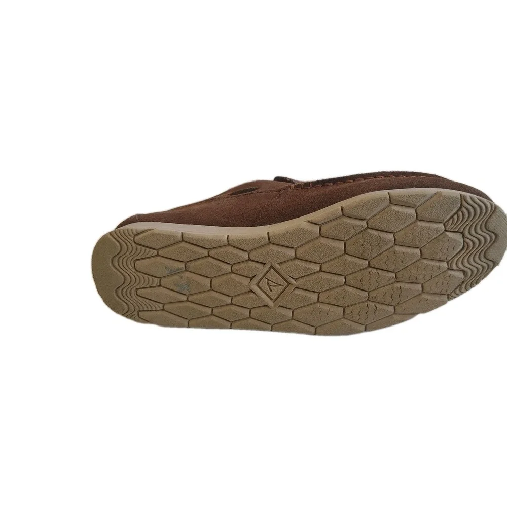 Sperry Moc Sider Men's Slip On Shoes Fleece Lined Suede Dark Brown Size 9.5‎